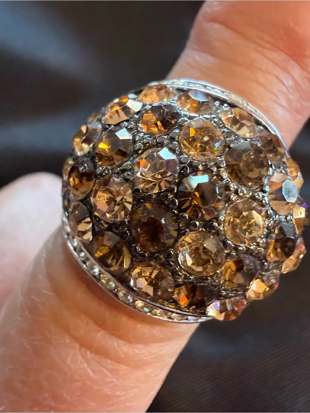 Park Lane Truffles Ring Size 8 Amber Topaz Swarovski Crystal Statement Ring